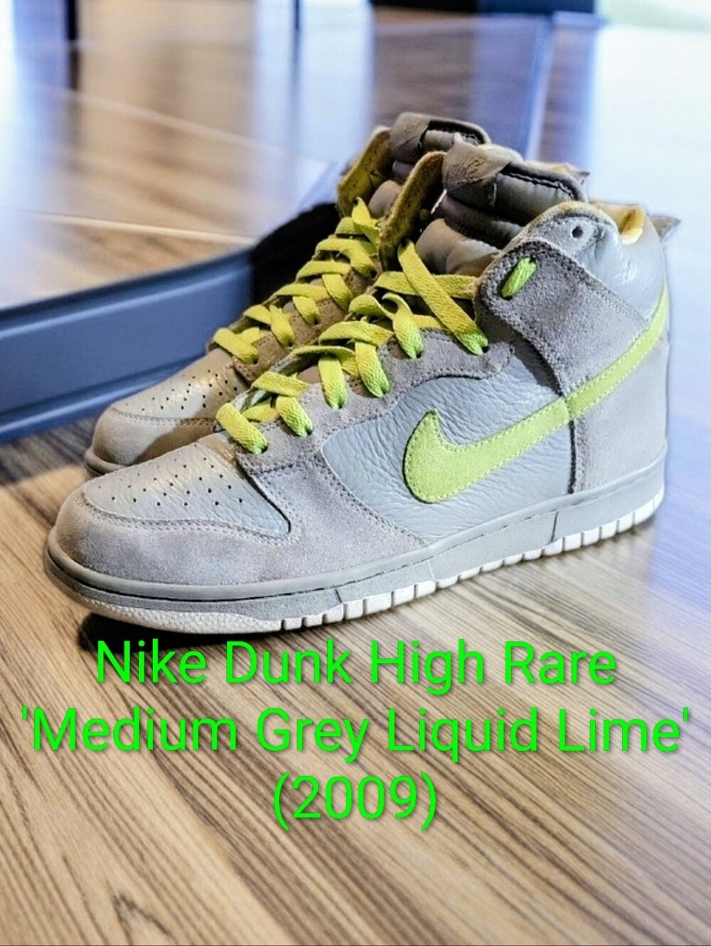 Nike Dunk High Rare 'Medium Grey Liquid Lime' (2009) W9.5/M8 EUC